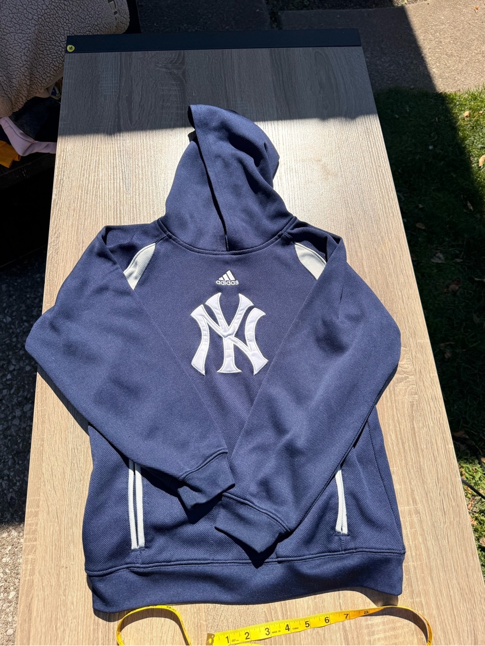 adidas Navy Blue New York Yankees Pullover Hoodie